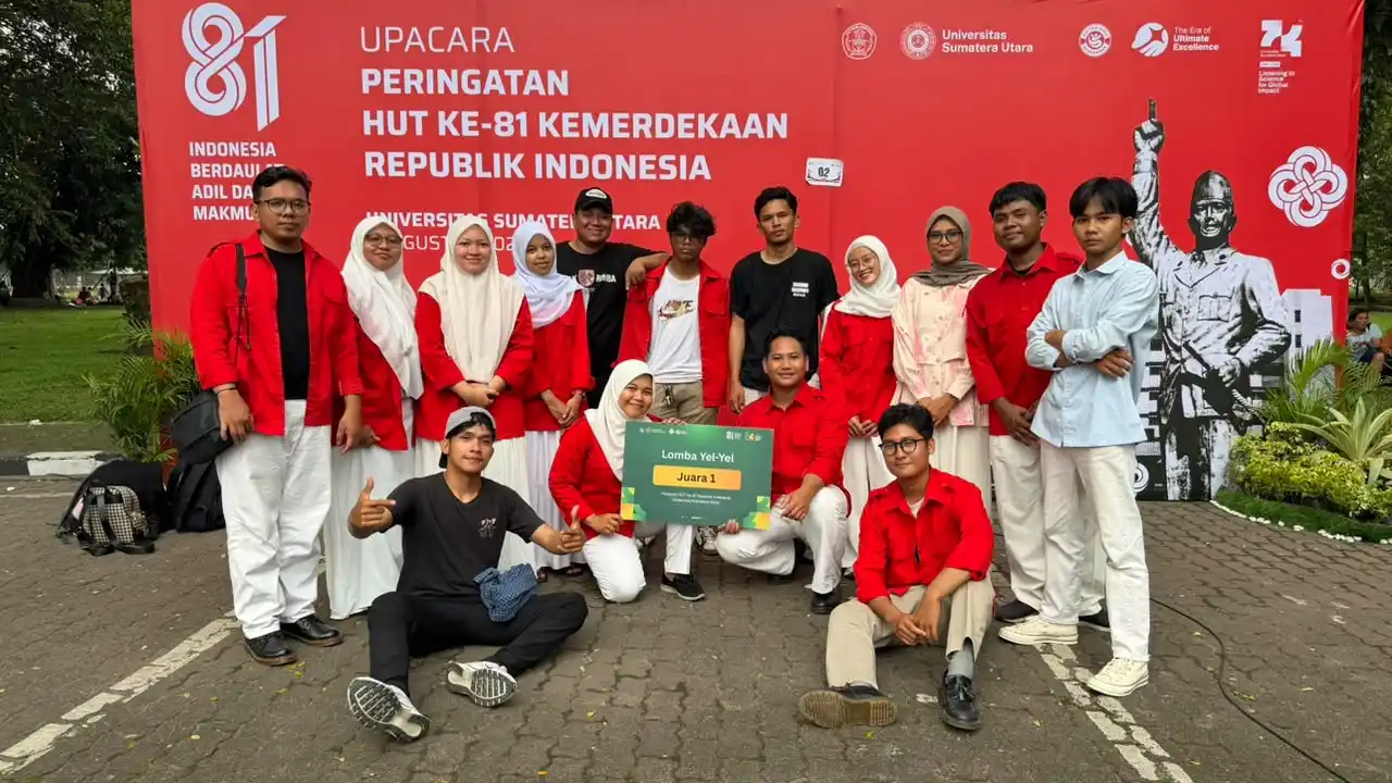 Faculty of Forestry USU Wins First Place in the Yel-Yel Competition at the Merah Putih Festival